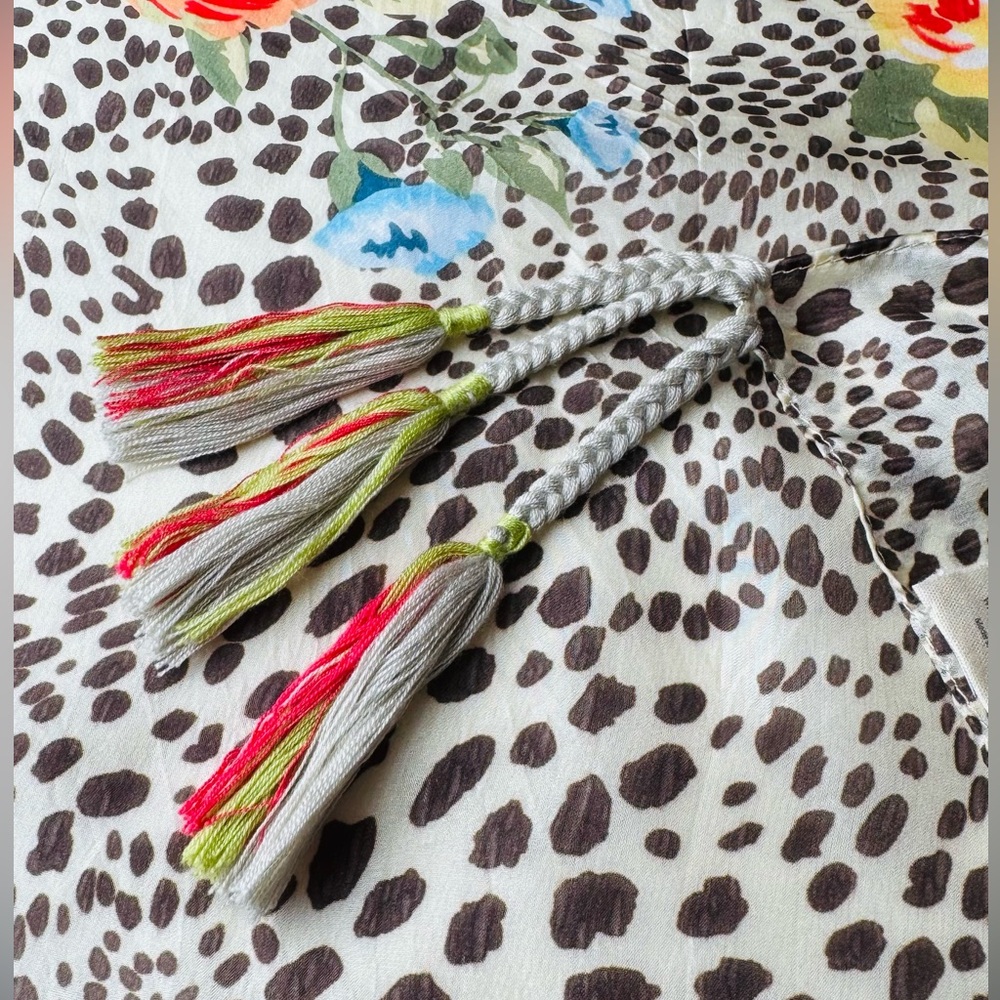 Johnny Was scarf/shawl/cover-up. Multi hued floral on leopard print. OS. NWOT. - Picture 6 of 12